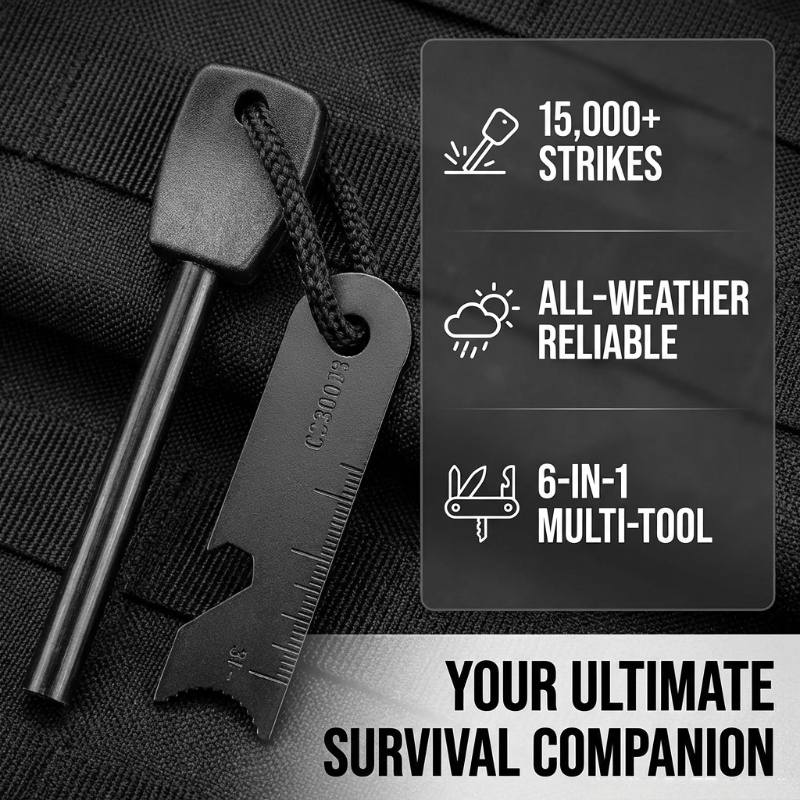 Multi-Function Wooden Handle M - Ferro Rod Striker ulasan dan harga